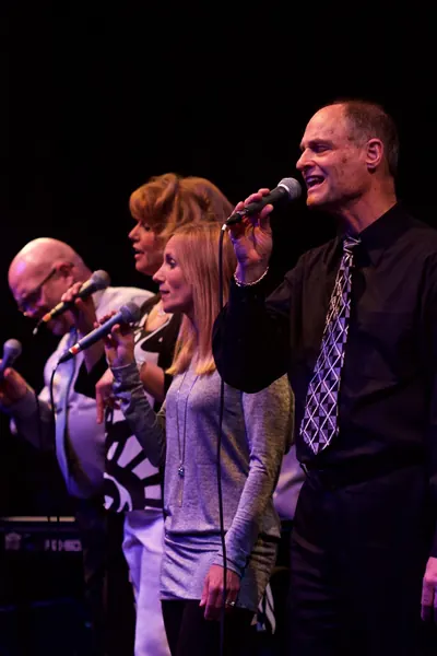 Jazz Spectrum vocal quartet performing close up
